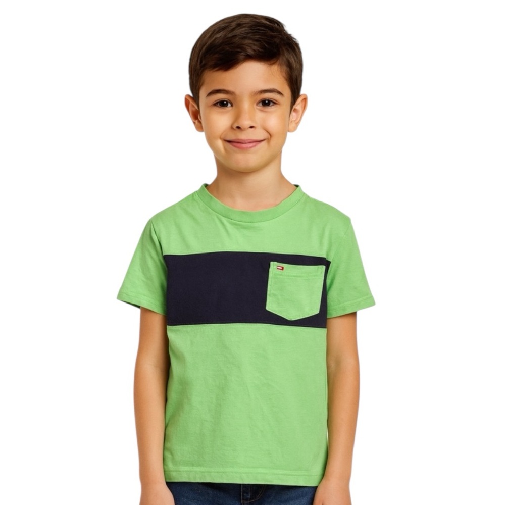 Tommy Hilfiger Tee Green Navy Stripe Boys Size 5